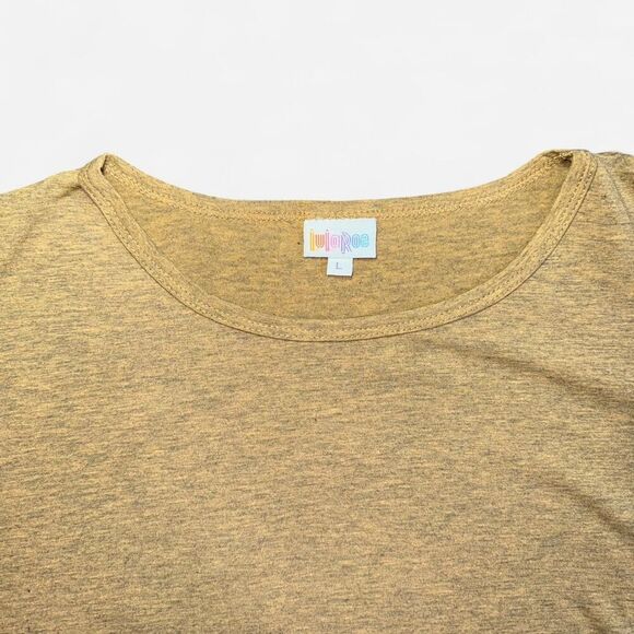 Lularoe "Gigi" Heather Mustard Half Sleeve T-Shirt - Picture 2 of 8
